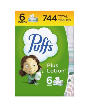 Puffs Plus Lotion Facial Tissues, 24 Family Boxes, 124 Tissues Per Box (2976 Tissues Total),6 Count (Pack of 4)