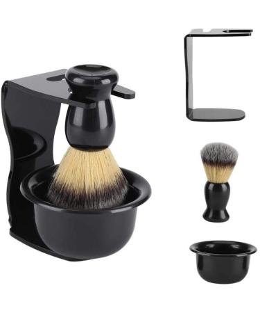 Shaving Brush Kit - Professional Black Shaving Brush Set With Brushes + Stand/Holder + Bowl For Men