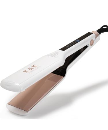 K&K Shine Therapy 2.25 Inch Hair Straightener Flat Iron Infused with Argan Oil & Keratin Professional Ceramic Coating Straighteners for Less Frizz Shinier & Smoother Hair Hair Styling Tools