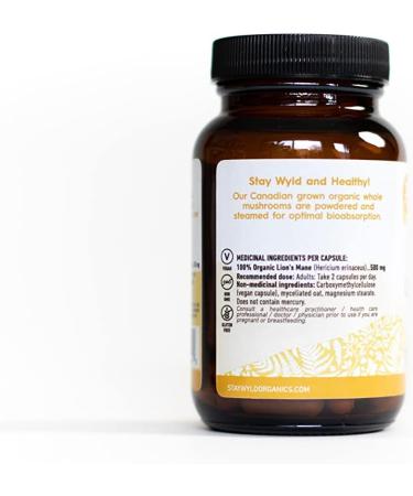 Stay Wyld Lion s Mane Mushroom Capsules - Natural Memory Brain & Mood Support - Mushroom Supplement For Focus & Clarity- Organic & North American Grown - Non-GMO Vegan - 60 Capsules - Buy Online on GoSupps.com