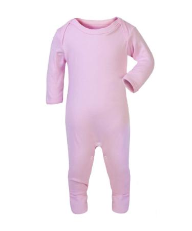 KWC 100% Cotton BABY BOY GIRL Plain Chest Long Sleeve Babygrow Bodysuit Sleepsuit Romper suit Pink 3-6 Months