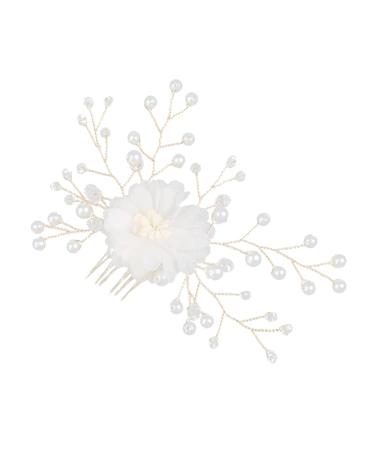 Beaupretty Wedding Headpiece headpiece for bride pearl headpiece rhinestone hair clips bridal hair clip pearl hair barrettes rhinestone barrettes Pearl Hair Comb banquet hair