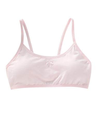 Haicom tank top with bustier integrated training bras for girls seamless bra cotton-crop-bralette underhirt 4-pack tank top a pink