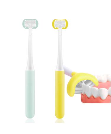 2 Pieces 3 Sided Autism Toothbrush Three Bristles for Special Needs Kids Soft Bristles Soft and Gentle Clean Each Tooth to Completely Cover The Toothbrush 2 pieces kids toothbrush
