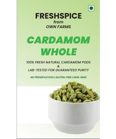 FreshSpice Green Cardamom Pods (200g) | Harvested directly from the farms of Kerala and lab tested for purity - Buy Online on GoSupps.com