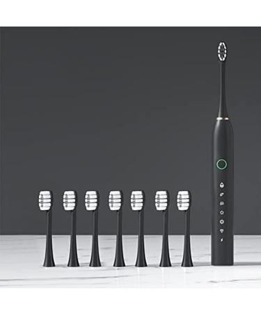 Sonic Electric Toothbrush with 8 Brush Heads | Rechargeable Power Toothbrush for Adults | 6 Modes | Fast Charging | Daily Oral Cleaning | Electronic Tooth Brush (Black) - Buy Online on GoSupps.com