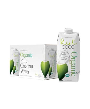 Real Coco Original Coconut Water 500mL, 100% USDA Organic Coconut Water, Packed with Electrolytes, Dairy/Soy Free, Vegan, Plant Based (12-pack, 500L) 500mL/12 Pack