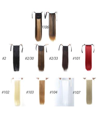 Long Straight Synthetic Ponytail - Heat-Resistant Clip-In Hair Extension for Women | Black/Brown | 55cm - Buy Online on GoSupps.com