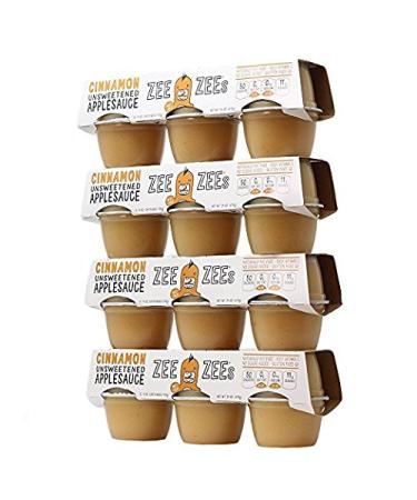 Zee Zees Cinnamon Applesauce Cups, Unsweetened, All Natural, No Sugar Added, 4 oz Cups, 24 pack Unsweetened Cinnamon