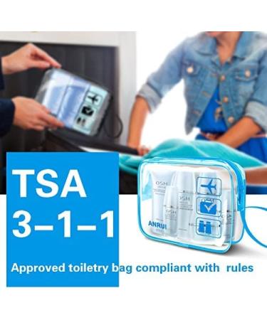 ANRUI 3pcs TSA-Approved Clear Travel Toiletry Bag Set - Grey 1 3-1-1 Liquids Organizer for Carry-On Luggage - Women & Men - Buy Online on GoSupps.com