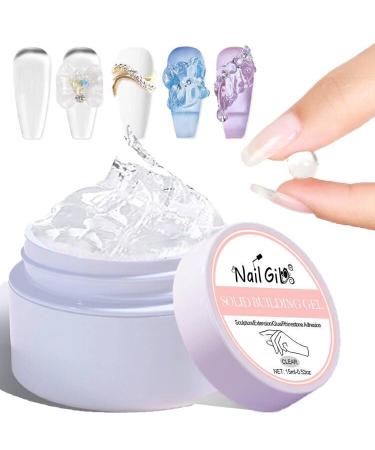 NAILGIL Solid Builder Gel For Nails 3D Gel Nail Art Sculpture Non-Sticky Hand Extension Gel Sock Off UV LED Salon DIY at Home-15g/0.53oz Clear