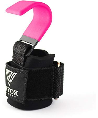 Professional Lifting Straps and Heavy Duty Hooks with Neoprene Padded Wrist Wraps - Ideal Gym Gloves for Weightlifting Support and Grip | Men Women Pair - Pink - Buy Online on GoSupps.com