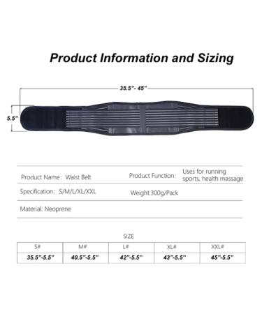 Adjustable Back Lumbar Support Belt - Magnetic Self-Heating Anti-Slip Grip Posture Stabilizer Injury Relief - Black (Small - Buy Online on GoSupps.com