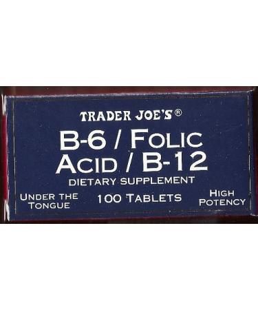 Trader Joe's Under The Tongue B-6 / Folic Acid / B-12 Dietary Supplement 100 Tablets