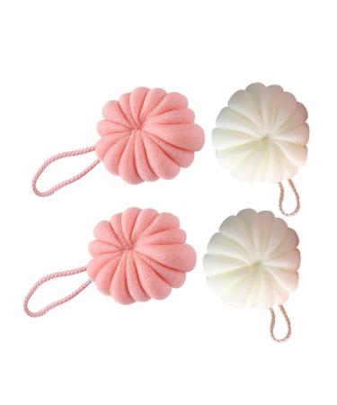 Beavorty 4pcs Pumpkin Bath Flowers Bath loofahs Cleaning sponges for Household use Bath tubs for Babies Shower Srubber Bath mesh Pouf Body sponges Cleaning Supplies Bath Shower loofah Ball