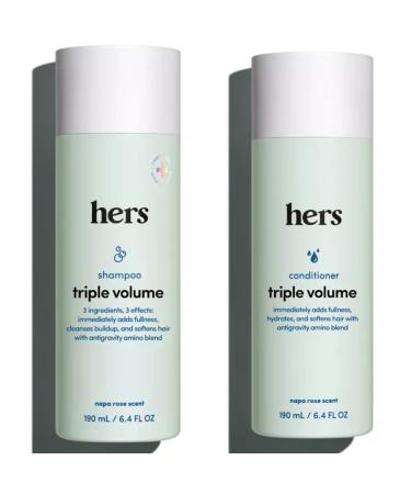 Hers Thickening Hair Shampoo 6.4 Fl Oz and Conditioner 6.4 Fl Oz Set. Helps Hair Look & Feel Thicker. Vegan, Paraben, Sulfate, Cruelty Free Coconut