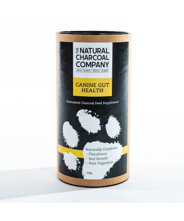 The Natural Charcoal Company Canine Gut Health - Organic Granulated Charcoal Powder Supplement for Dogs - Reduce Bad Breath Supports Digestion Gas Relief - 200g