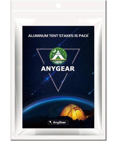 AnyGear 7075 Aluminum Tent Stakes 15-Pack - Ultralight Tri-Beam Tent Pegs with Reflective Rope - Camping & Hiking Essentials - Buy Online on GoSupps.com