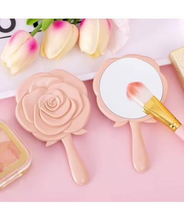 Vintage 3D Rose Handheld Makeup Mirror - Compact Travel Beauty Mirror in Pink - Buy Online on GoSupps.com