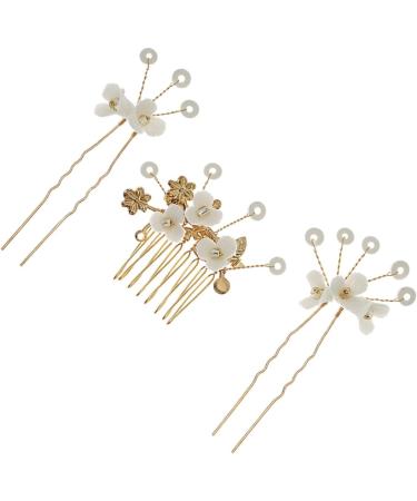 Healeved 2 Sets Bridal Hairpin Rhinestone Hair Clips Rhinestone Headpiece Flower Headpiece Bride Hair Comb Bride Hair Side Comb Hair Pin Hair Comb for Bride Women's Hair Stick Pearl Alloy - Buy Online on GoSupps.com