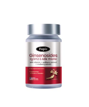 FOPIZ Ginsenosides Rg3rh2 & Milk Thistle - Ginseng Extract Ginsenosides Supplement Qi and Blood Enhance Immune Energy - 60 Tablets