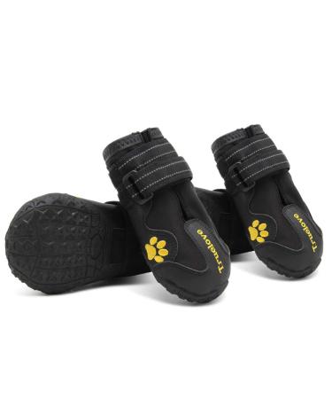Mokcci truelove paw protection dog boots waterproof dog shoes with reflective straps for small medium -sized and large dogs 6#(4 Pack) black