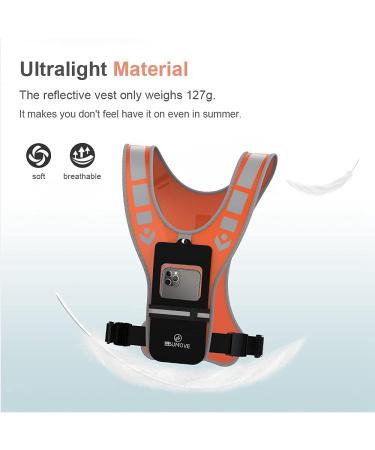 Reflective Vest with Phone Holder | BUMOVE Adjustable Safety Gear for Night Activities | Orange - Buy Online on GoSupps.com