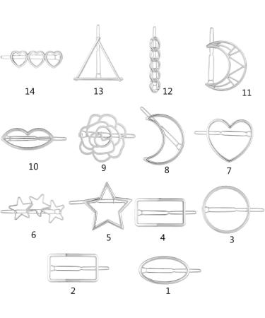 AJTUTUS Metal Hair Clip Silver Moon Star Hair Clip Heart Hair Pins For Women Star Barrettes Geometric Hair Clip Hair Barrettes - Buy Online on GoSupps.com