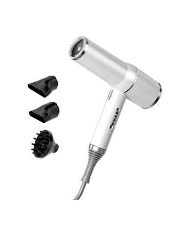 Kokiya Hair Dryer Hair Styling Tool for Curly Hair High Speed Blow Dryer for Travel Fine Thick Natural Wave Frizzy Hair Salon White 3 Nozzle