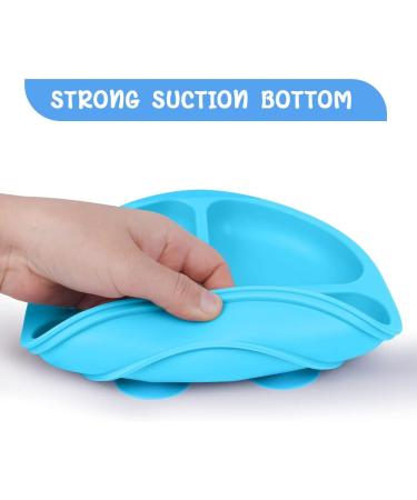 Vicloon 3Pcs Silicone Baby Suction Plates Set - Non Slip Divided Dishes for Toddler Self Feeding - Fits Most Highchairs - Blue/Green/Yellow - Buy Online on GoSupps.com