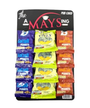 British Food Shop Big D Salted & Dry Nuts Smiths Scampi Fries Bar Snacks 12 Packs on 'The AMaysing' Pub Hanging Card