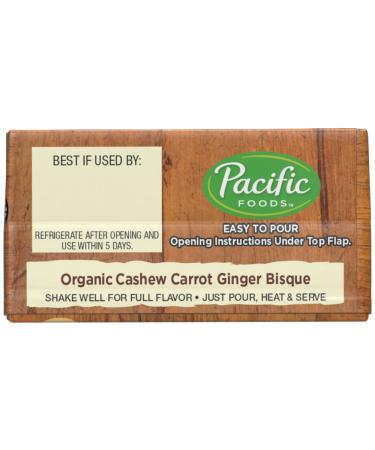 Pacific Foods Organic Cashew Carrot Ginger Bisque 17.6oz â€“ Creamy Soup for Healthy Living - Buy Online on GoSupps.com