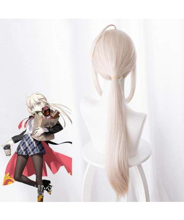 Anime Cosplay Hairpieces - Light Pink 16 Long Straight Ponytail Wigs | High-Temperature Resistant Fiber - Buy Online on GoSupps.com