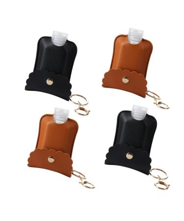 FRCOLOR 4 Hand Wash Bottle with Keychain Empty Bottle with Clip Travel Lotion Travel Bottle with Sleeve Travel Container Kids Hand Bottle Clamshell Leather