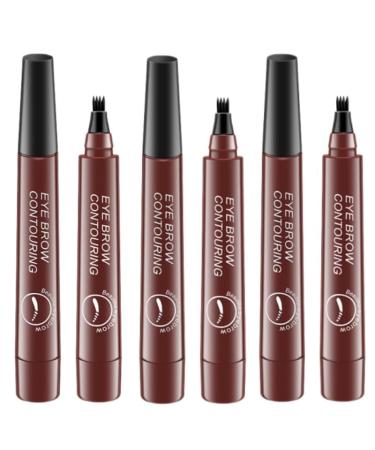 3PCS 4 Tipped Precise Brow Pen Waterproof 4 Point Eyebrow Pencil Waterproof Liquid Eyebrow Pen Makeup Long Lasting 4 Fork Tip Brow Pen Cosmetic Microblade Brow Pencil (03 Red Brown)