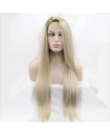 SHIYID Brown Blonde Wigs Long Silky Straight Synthetic Lace Front Wig Side Part Heat Resistant Fiber Hair For Women