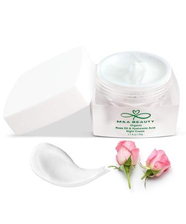 MA BEAUTY moisturizer 1.7 OZ Organic Rose Oil Night Cream With Vitamin E and hyaluronic acid