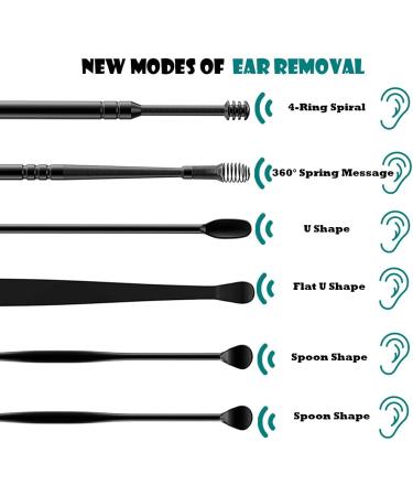 6-in-1 Ear Wax Removal Kit - Stainless Steel Ear Pick Set with Keychain Box (Black) - Buy Online on GoSupps.com