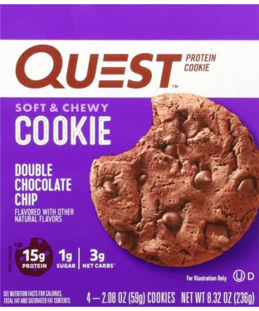 Buy Quest Nutrition Double Chocolate Chip Protein Cookies - 4 CT | High Protein Low Sugar Keto-Friendly Snacks - Buy Online on GoSupps.com