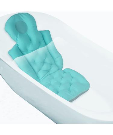 Full Body Bath Pillow - Ergonomic Shape with 10 Powerful Suction Cups - Cushioned Headrest for Neck and Back Support - Comfort in Shower  Tub  and Jacuzzi (Blue with Suction)