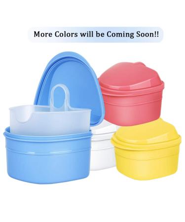 Denture Bath Box - Complete Care for Dentures, Braces, False Teeth, Mouth Guard, Night Guard & Retainers - Blue & White - Buy Online on GoSupps.com