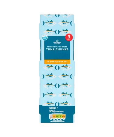 Morrisons Fad Free Tuna Chunks in Sunflower Oil 3 x 80g