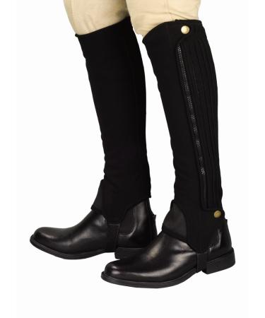 TuffRider Grippy Nubuck Half Chaps XLarge Black Black Small