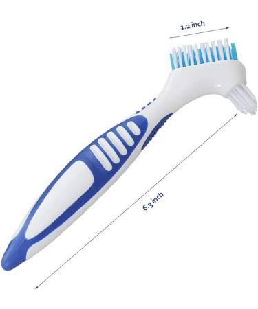 YOUYA Dental 12 Pcs Dual Head Denture Brush for Denture Care - Reusable Hygiene Cleaner with Rubber Handle - Soft Toothbrush for Denture Wearers - Buy Online on GoSupps.com