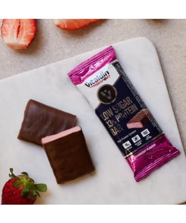 VITALDIN SPORT Low Sugar 33% Protein Bar Strawberry Protein Bars 12u x 45g Sports Energy Bar With Protein For Bodybuilding Vegan Protein Contributes to the growth of your muscle. - Buy Online on GoSupps.com