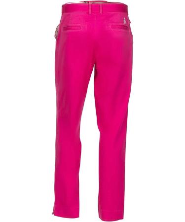 Royal & Awesome Men's Pink Golf Chino Pants - 38W x 32L Slim Fit Casual Pants - Buy Online on GoSupps.com