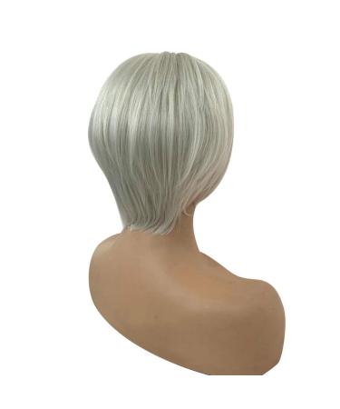 Short Bob Grey Wig for Women | Synthetic Curly & Straight Cosplay Hair | 50s-80s Party Style - Buy Online on GoSupps.com