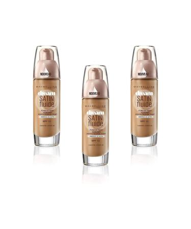 Maybelline New York Dream Satin Fluid Foundation SPF13-68 Caramel Amber, Pack of 3 (3 x 30 ml)