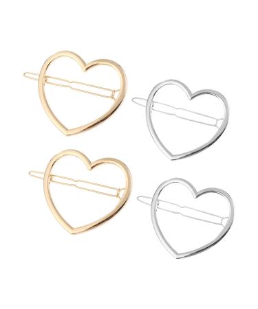 Hair Clip Rhinestone Hair Clip Girls Hair Bows Metallic Hair Clips 4 Pieces Heart Clips Hair Clip Hair Accessories Love Shaped Hair Pins Heart Hair Pins