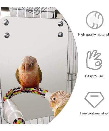 Bird Mirror Universal Birdcage Hanging Toy Bird Toy Swing with Bird Stand Rope Perch for Parrot Parakeet Cockatiels Cockatoo Budgie Finch (6.97 Inch) - Buy Online on GoSupps.com